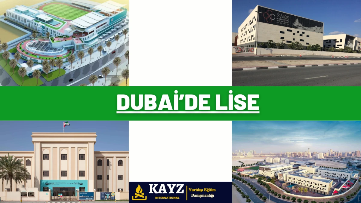 Dubai’de Lise - Dubai Lise Eğitimi Fırsatları Dubai’de Lise eğitimi sunan çeşitli uluslararası okulların kampüs görselleri yer almakta. Swiss International School, GEMS Education, American International School gibi önde gelen kurumlar, modern binaları ve kapsamlı eğitim imkanlarıyla dikkat çekiyor.