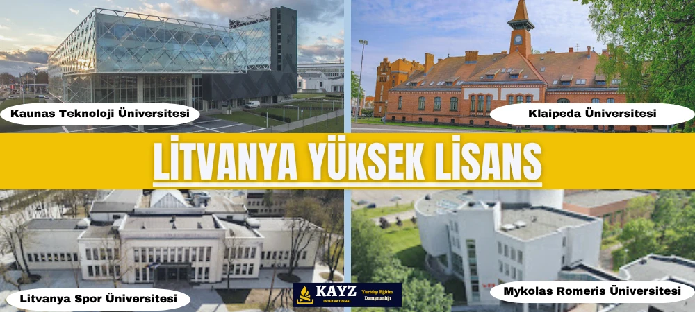 Litvanya yüksek lisans programları, uygun yaşam maliyetleri, İngilizce dilinde sunulan bölümler ve Avrupa Birliği diploması ile uluslararası öğrenciler için cazip bir tercihtir. Görselde yer alan Kaunas Teknoloji Üniversitesi, Klaipeda Üniversitesi, Litvanya Spor Üniversitesi ve Mykolas Romeris Üniversitesi; Litvanya’da yüksek lisans eğitimi almak isteyen öğrenciler için kaliteli ve erişilebilir akademik olanaklar sunan önde gelen üniversitelerdir.
