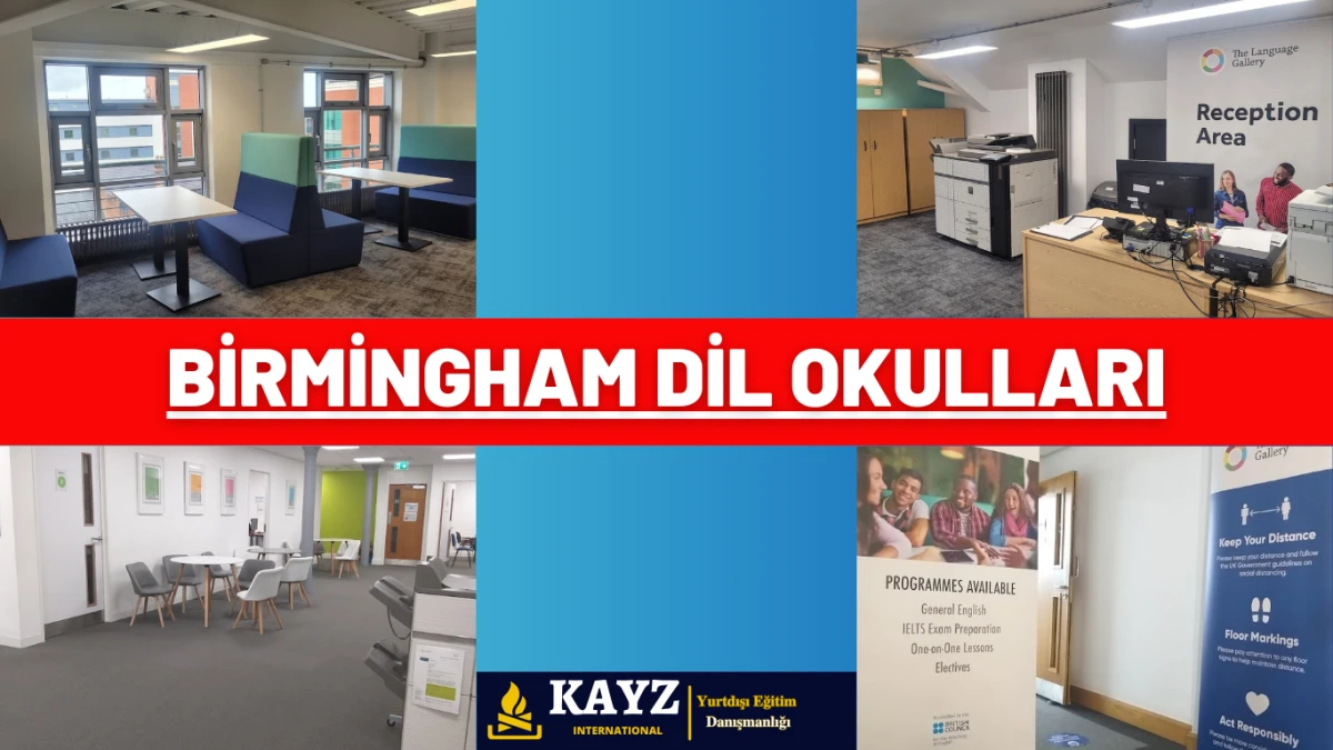 Birmingham şehrinde İngilizce eğitimi alan uluslararası öğrencilerden oluşan bir sınıf ortamı