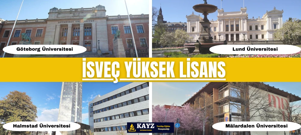 İsveç Yüksek Lisans - İsveç Yüksek Lisans Eğitimi Fırsatları İsveç yüksek lisans programları, inovatif eğitim anlayışı, sürdürülebilirlik odaklı akademik yapısı ve İngilizce program seçenekleriyle dikkat çekmektedir. Görselde yer alan Göteborg Üniversitesi, Lund Üniversitesi, Halmstad Üniversitesi ve Mälardalen Üniversitesi; İsveç’in uluslararası öğrenciler tarafından tercih edilen önde gelen üniversiteleri arasında yer alır.