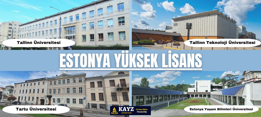 Estonya yüksek lisans programları ile Avrupa'da kaliteli ve uygun maliyetli eğitim almak isteyen öğrenciler için ideal bir seçenek sunuyor. Görselde, Estonya'nın önde gelen üniversiteleri olan Tallinn Üniversitesi, Tallinn Teknoloji Üniversitesi, Tartu Üniversitesi ve Estonya Yaşam Bilimleri Üniversitesi yer almaktadır.