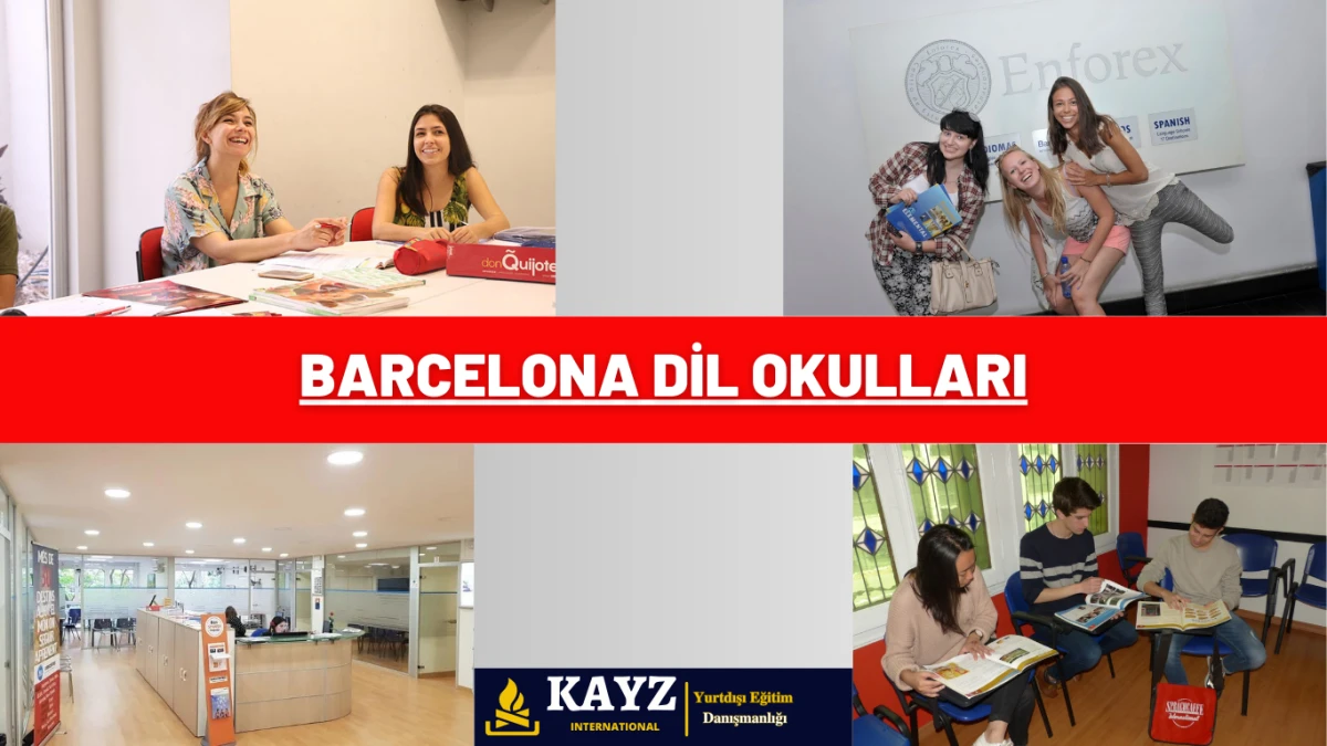 Barcelona'daki bir dil okulunda İspanyolca eğitimi alan uluslararası öğrenciler