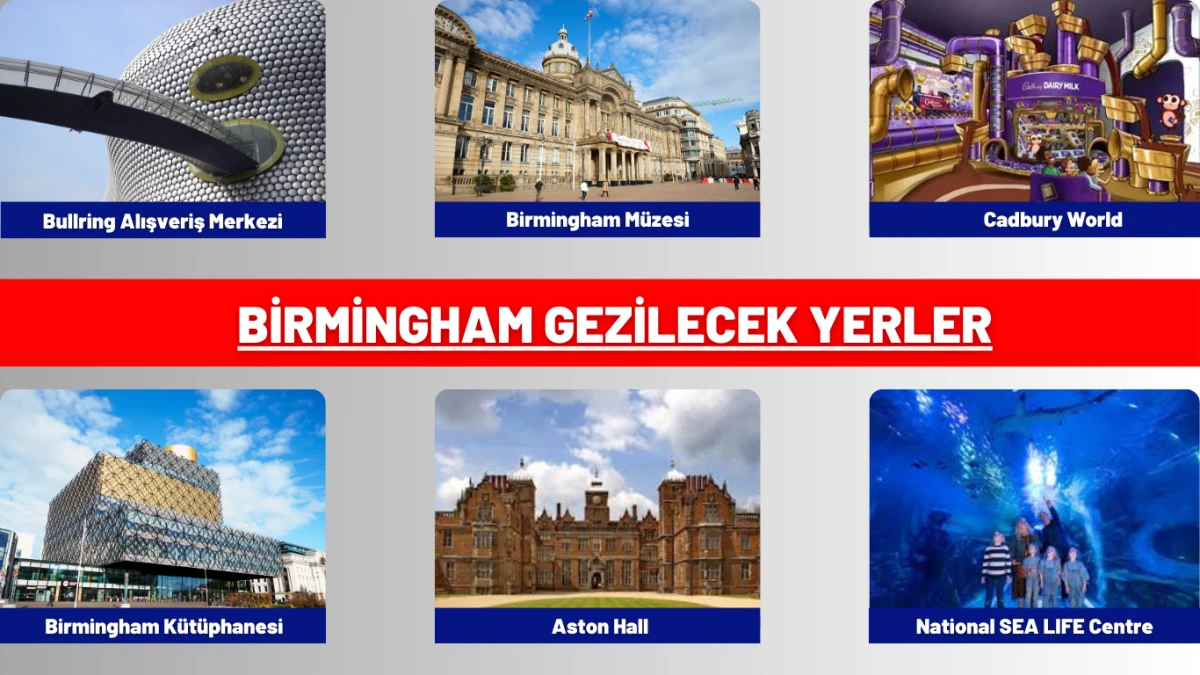 Birmingham’da gezilecek yerler arasında yer alan modern şehir kütüphanesi, kanal yürüyüş yolu ve Centenary Square bölgesi