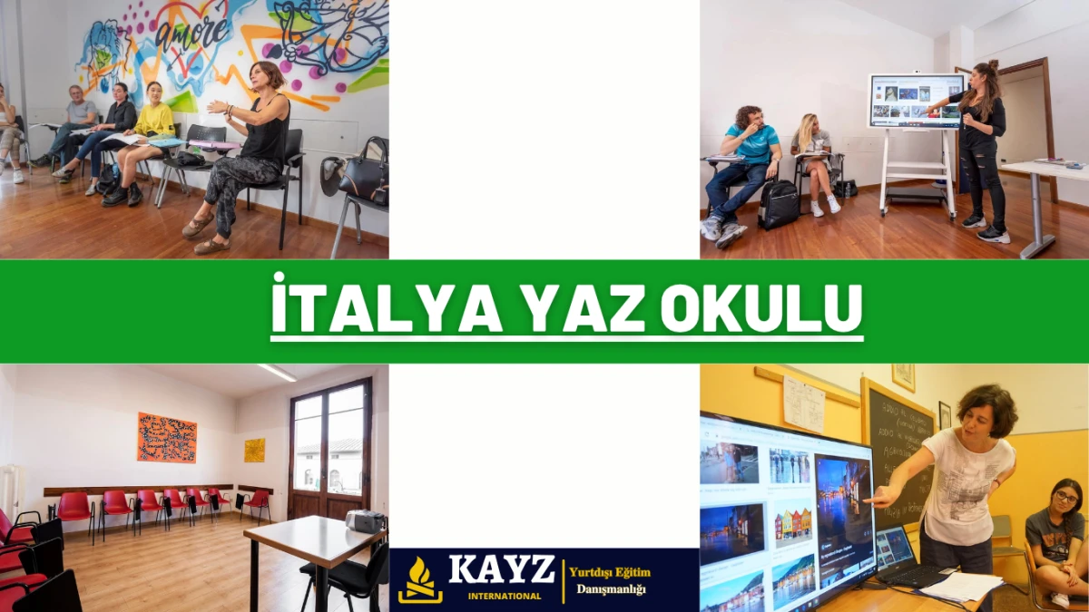 İtalya Yaz Okulu - İtalya'da Yaz Okulu Fırsatları İtalya yaz okulu programı, öğrencilere İtalyanca öğrenmenin yanı sıra sanat, tarih ve kültürle iç içe bir eğitim deneyimi sunuyor. Görselde, İtalya'nın köklü dil okullarında gerçekleşen yaz programına katılan öğrenciler; modern sınıflarda ders işleyişi, dijital eğitim materyalleriyle yapılan sunumlar ve kültürel etkileşimlerle öğrenme sürecini deneyimliyor.