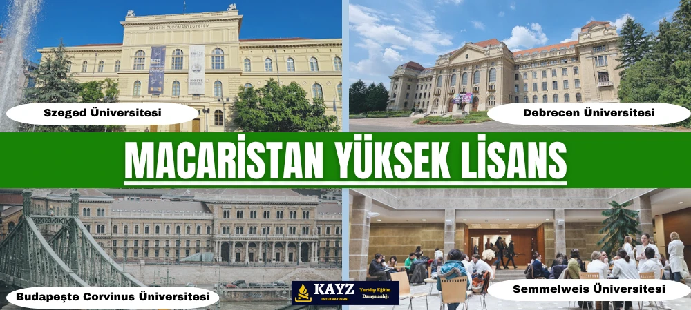 Macaristan Yüksek Lisans - Macaristan Yüksek Lisans Eğitimi Fırsatları Macaristan yüksek lisans programları, uygun maliyetli eğitim, yüksek akademik standartlar ve İngilizce program çeşitliliği ile Avrupa’da eğitim almak isteyen uluslararası öğrenciler için cazip bir seçenektir. Görselde yer alan Szeged Üniversitesi, Debrecen Üniversitesi, Budapeşte Corvinus Üniversitesi ve Semmelweis Üniversitesi; Macaristan’ın en saygın ve uluslararası öğrencilere açık yükseköğretim kurumları arasında yer almaktadır.