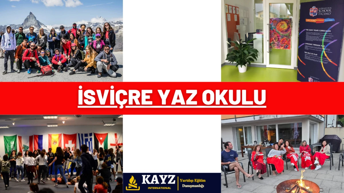 İsviçre Yaz Okulu - İsviçre'de Yaz Okulu Fırsatları İsviçre yaz okulu programı, öğrencilere doğa ile iç içe, çok kültürlü bir ortamda eğitim alma fırsatı sunuyor. Görselde, International School Ticino gibi prestijli kurumlarda gerçekleşen yaz okulu sürecine ait sınıf içi etkinlikler, uluslararası öğrenci etkileşimleri, kültürel aktiviteler ve kamp ateşi buluşmaları yer almakta.