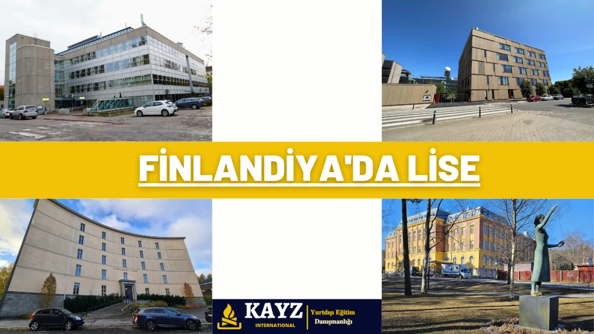 Finlandiya’da Lise - Finlandiya Lise Eğitimi Fırsatları Finlandiya’da Lise eğitimi almak isteyen öğrenciler için ülkenin farklı bölgelerinden seçilmiş modern lise kampüsleri görselde yer almaktadır. Eğitim kalitesiyle öne çıkan Finlandiya, öğrencilerine teknolojik altyapı, özgür öğrenme ortamları ve çağdaş bina tasarımları sunar.