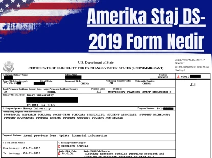 Amerika Staj DS-2019 Form Nedir
